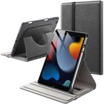 JETech Dönen Kılıf için iPad 9/8/7 (10.2 Inç, Model 2021/2020/2019, 9./8./7. Nesil) ile Pencil Tutucu, 360 Derece Dönebilen PU Deri Folyo Koruyucu Kapak (Uzay Grisi)