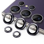 JETech Kamera Lens Koruyucu için Samsung Galaxy S24 Ultra, 9H Temperli Cam Metal Bireysel Halka Kapak, Kolay Kurulum Tepsisi, HD Şeffaf, 1 Set (Titanyum Mor)