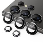 JETech Kamera Lens Koruyucu için Samsung Galaxy S24 Ultra, 9H Temperli Cam Metal Bireysel Halka Kapak, Kolay Kurulum Tepsisi, HD Şeffaf, 1 Set (Titanyum Siyah)
