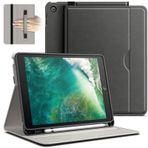 JETech Kılıf için iPad 6/5 (9.7 Inç, Model 2018/2017, 6./5. Nesil), PU Deri İşletme Folio Koruyucu Tablet Kapağı ile Pencil Tutucu & Cep, Çok Açılı Görüntüleme (Uzay Grisi)