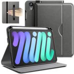 JETech Kılıf için iPad mini (A17 Pro, 2024 Model, 7. Nesil) / mini 6 (2021 Model, 6. Nesil), PU Deri İşletme Folio Koruyucu Tablet Kapağı ile Pencil Tutucu & Cep (Uzay Grisi)