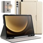 JETech Kılıf için Samsung Galaxy Tab S9 FE+ / S9 FE Plus 12.4 İnç S Pen Tutucu ile, PU Deri Iş Folio Stand Koruyucu Tablet Kapağı Cepli & Askılı, Çok Açılı Görüntüleme (Bej)
