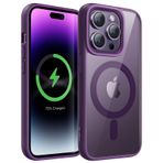 JETech Manyetik Kılıf için iPhone 14 Pro Max 6.7 Inç ile Uyumlu MagSafe, Darbeye Dayanıklı Telefon Tampon Kapağı, Düz Renkli Mat TPU Çerçeve, Çizilmez Şeffaf Sırt (Derin Mor)