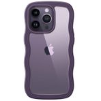 JETech Sevimli Kılıf için iPhone 14 Pro Max 6.7 Inç, Dalga Çerçeve Kıvırcık Şekil Darbeye Dayanıklı Telefon Kapağı için Kadınlar ve Kızlar, Şeffaf Sert PC Sırta (Derin Mor)