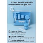 Jetfast 6 Parça Mavi Renk Seyahat Seti Şeffaf Çantalı Kozmetik Şişe Seti- Boş Seyahat Şampuan Şişesi Seti
