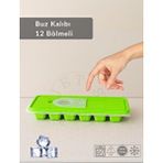 Jet's Home 12 Bölmeli Buz Kalıbı Esnek Silikon Buz Küpü BPA FREE Kare Bas Parmak Buzluk 3x3 Yeşil