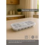 Jet's Home 12 Bölmeli Buz Kalıbı Esnek Silikon Buz Küpü BPA FREE Yuvarlak Bas Parmak Buzluk Çapı 3,5 cm Gri