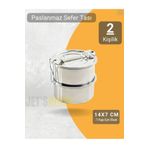 Jet's Home 2'li Sefer Tası 14x7 Cm Yemek Taşıma Kabı Paslanmaz Çelik No:2