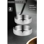 Jet'S Home 2’Li Set Küllük Paslanmaz Çelik Kül Tablası Sigara Küllüğü 8 &10 Cm