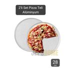Jet's Home 2Li Set Pizza Tepsisi Alüminyum Pizza Teli Lahmacun Tepsisi 33 Cm