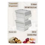 Jet'S Home 2’Li Tekerlekli Patateslik Soğanlık Oyuncak Kutusu Patates Soğan Sepeti Motek Gri 33 Lt