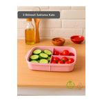Jet's Home 3 Bölmeli Saklama Kabı Bpa Free Beslenme Kabı Hava Almaz Kab Pembe 1500 ml