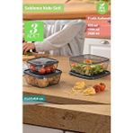 Jet's Home 3’lü Kare Saklama Kabı Seti Erzak Kabı Buzdolabı Kabı Bpa Free Gri