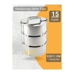 Jet's Home 3'lü Sefer Tası 22x11 Cm Yemek Taşıma Kabı Paslanmaz Çelik No:6