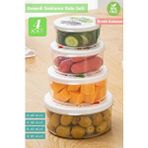 Jet's Home 4’lü Desenli Saklabı Kabı Seti Erzak Kabı Buzdolabı Kabı Yuvarlak Bpa Free Gri
