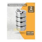 Jet's Home 4’lü Sefer Tası 14x7 cm Yemek Taşıma Kabı Paslanmaz Çelik No 2 Kapasite 2 Kişilik