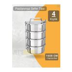 Jet's Home 4'lü Sefer Tası 16x8 Cm Yemek Taşıma Kabı Paslanmaz Çelik No:3