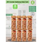 Jet's Home 8’li Saklama Kabı Seti Bpa Free Erzak Bakliyat Kutusu Bambu Desen Şeffaf