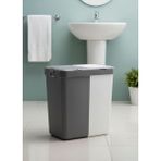 Jet's Home Çamaşır Sepeti Iki Bölmeli Kirli Sepeti Antrasit-Beyaz 80 Litre - 58x55x35 - Antrasit - Beyaz