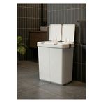 Jet's Home Çamaşır Sepeti İki Bölmeli Kirli Sepeti Beyaz Gövde Gri Tuş Takımlı 80 Litre