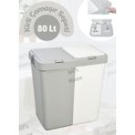 Jet's Home Çamaşır Sepeti İki Bölmeli Kirli Sepeti Gri-Beyaz 80 Litre - 80 lt