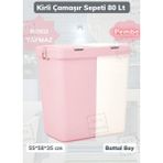 Jet's Home Çamaşır Sepeti İki Bölmeli Kirli Sepeti Pembe-Beyaz 80 Litre