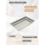 Jet's Home Çelik Meze Küveti 33 Cm Paslanmaz Çelik Tabak Gümüş
