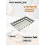 Jet's Home Çelik Meze Küveti 38 Cm Paslanmaz Çelik Tabak Gümüş
