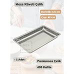 Jet's Home Çelik Meze Küveti 48 Cm Paslanmaz Çelik Tabak Gri