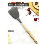 Jet's Home Silikon Servis Spatula Mutfak Kaşığı Pasta Spatulası Ahşap Saplı 32 Cm