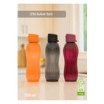Jet's Home Su Şişesi Okul Suluk Kapaklı Matara 750 Ml*3 Siyah Mor Turuncu