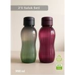 Jet's Home Suluk 2'li Set Su Şişesi Bpa Free Okul Suluğu Pp-5 Suluk Spor Okul Ofis Suluğu Mürdüm-Siyah 900 ml - Çok Renkli