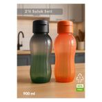 Jet's Home Suluk 2'li Set Su Şişesi BPA Free Okul Suluğu PP-5 Suluk Spor Okul Ofis Suluğu Siyah-Turuncu 900 ml