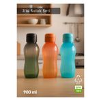 Jet's Home Suluk 3'lü Set Su Şişesi BPA Free Okul Suluğu PP-5 Spor Okul Ofis Suluğu Siyah-Turuncu-Mavi 900 ml