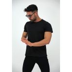JettStore Erkek Slim Fit Bisiklet Yaka %100 Pamuklu Basic Tişört - 01-Siyah