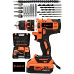 JetVolt 12v 1.5ah Çelik Şanzıman Çift Akülü Darbeli Şarjlı Matkap Akülü Vidalama - Turuncu