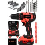 Jetvolt 12V 1.5Ah Metal Şanzuman Çift Akülü 84 Parça Şarjlı Matkap Akülü Vidalama - Kırmızı
