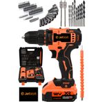 JetVolt 12v 1.5ah Metal Şanzuman Çift Akülü 84 Parça Şarjlı Matkap Akülü Vidalama - Turuncu