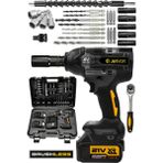 Jetvolt 21V 2.0Ah Akülü Vidalama Darbeli Kömürsüz Motor 800Nm 10 Pilli Bijon Somun Sökme Sıkma - Sarı