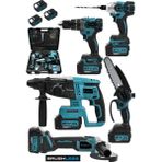 Jetvolt 21V 2.0Ah Kömürsüz Darbeli 5'Li Set Şarjlı Hilti + Taşlama + Somun Sıkma + Akülü Vidalama + Budama Testeri - Mavi