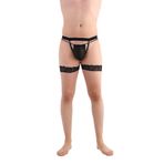 JEU JEU BITE – Siyah Dantel Fantezi Erkek Jartiyer, Tek Parça Sexy İç Giyim(Slip Hariç)