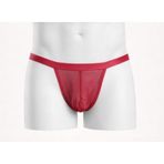 Jeu Jeu Sheer Erkek Tül Tanga Slip (KIRMIZI, S/M)