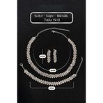 Jewelliss Kristal Taşlı 3 Parça Bijuteri Set Çapraz Dizim Kolye Küpe Bileklik Ayarlanabilir Düğün