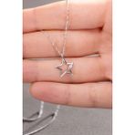 Jewelmim 1,40 Gram 14 Ayar Altın Kolye Altın Yıldız Kolye Beyaz Altın Kolye Kadın Altın Kolye - 60 cm
