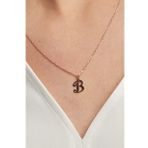 Jewelmim B Harfli Gümüş Kolye Gümüş Kadın Harfli Kolye Bayan Gümüş Harf Kolye (Rose)