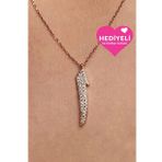 Jewelmim Elif Gümüş Altın Kaplama Taşlı Elif Harfi Kolye Gümüş Elif Kolye