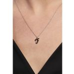 Jewelmim F Harfli Gümüş Kolye Gümüş Kadın Harfli Kolye Bayan Gümüş Harf Kolye (Beyaz)