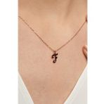 Jewelmim F Harfli Gümüş Kolye Gümüş Kadın Harfli Kolye Bayan Gümüş Harf Kolye (Rose)
