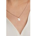 Jewelmim H Harfli Gümüş Kolye Gümüş Kadın Harfli Kolye Bayan Gümüş Harf Kolye (Rose)