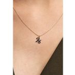 Jewelmim H Harfli Gümüş Kolye Gümüş Kadın Harfli Kolye Bayan Gümüş Harf Kolye (Sarı)